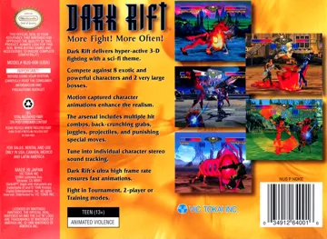 Dark Rift (USA) box cover back